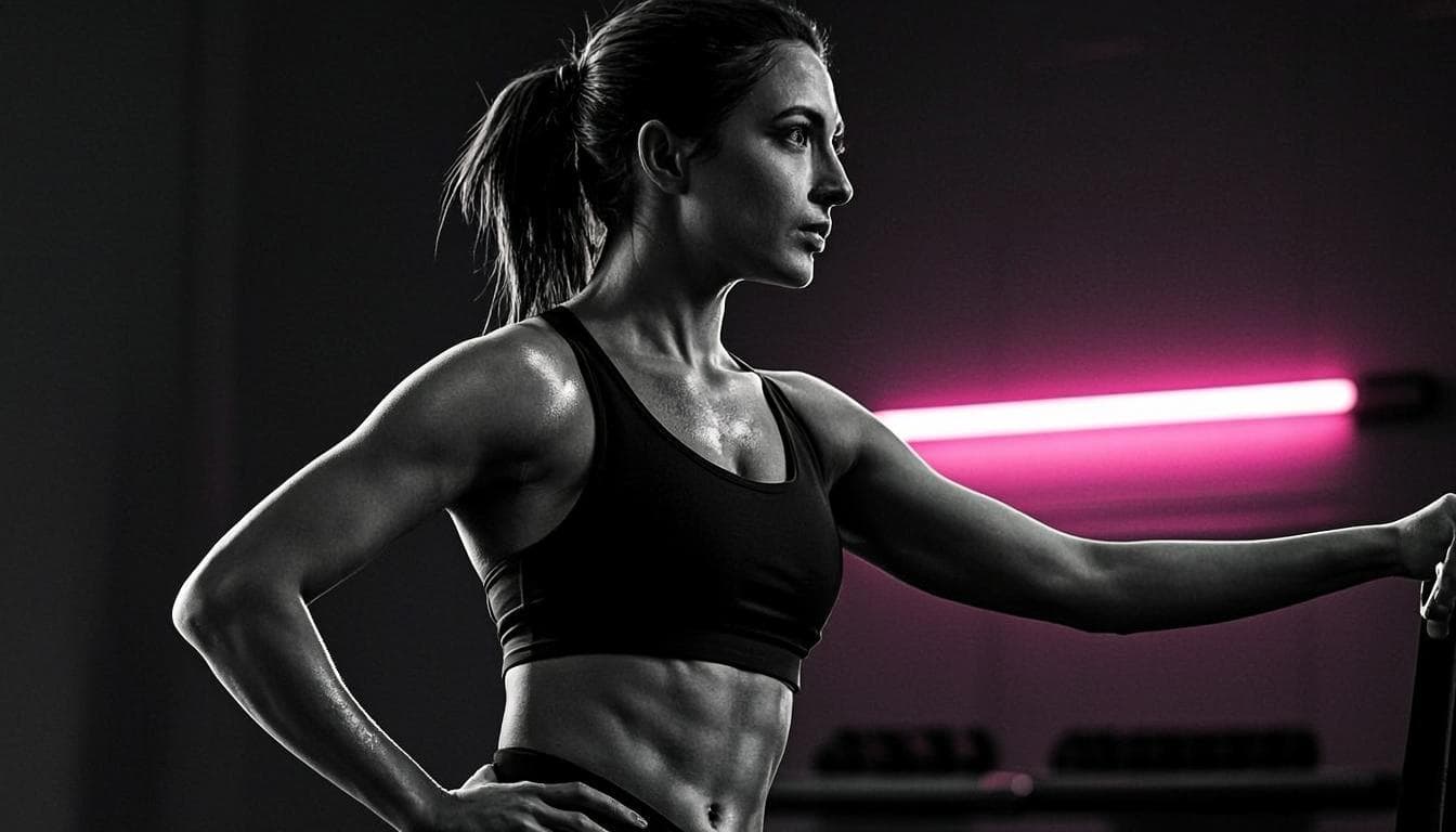 Mujer fuerte en pose atlética